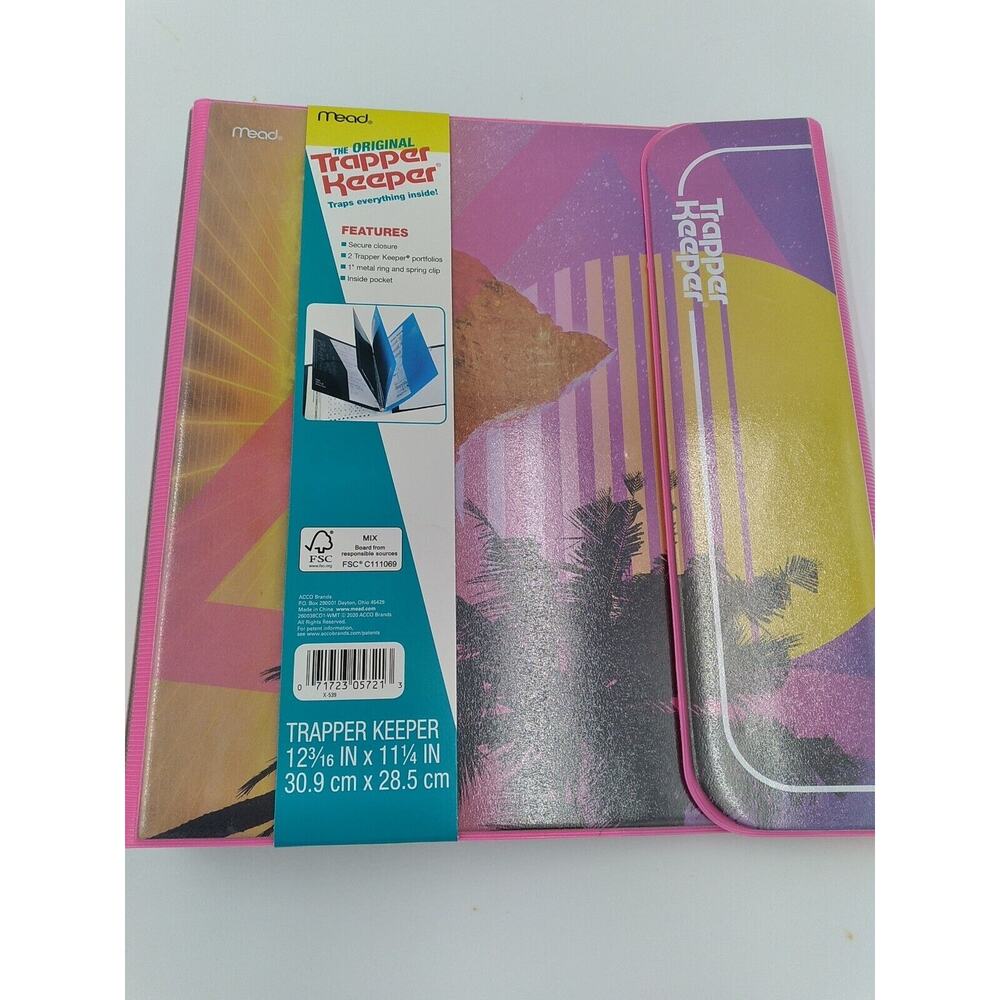 Mead Original Trapper Keeper 1" Binder Retro Portfolio Vintage Style Sunset, PNK